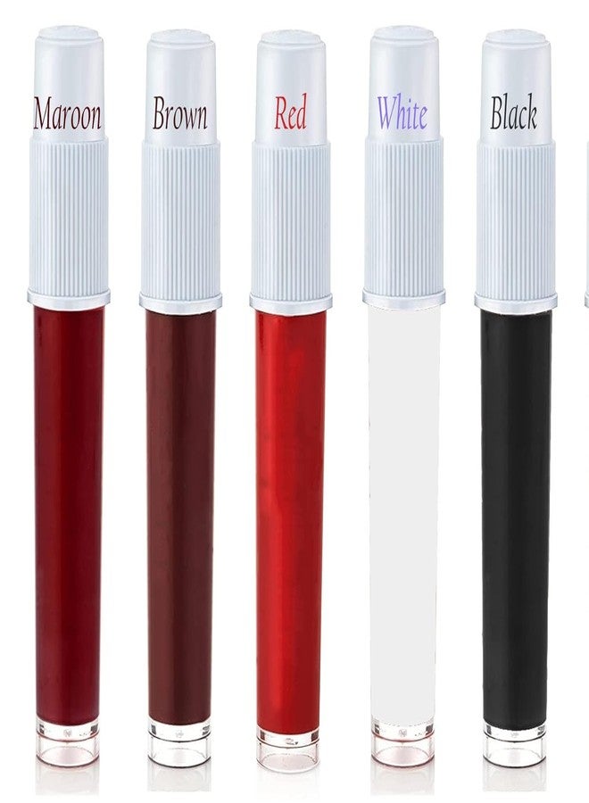 Yizika Liquid Bindi Multi Color 5g - Quick Dry Kumkum Sindoor, Smudge Proof, Long Lasting, Traditional & Daily Use (Red, Maroon, Brown, Black, White) (5 pcs) - Image 1