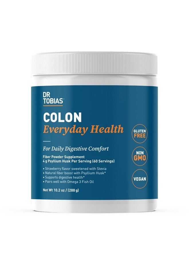Dr. Tobias Dr. Tobias Colon Everyday Health - Gut Health for Women & Men - Psyllium Fiber Powder Drink with 4g Psyllium Husk Powder per Serving, Vegan, Gluten Free, Non-GMO, Strawberry Flavor, 60 Servings  - Image 1