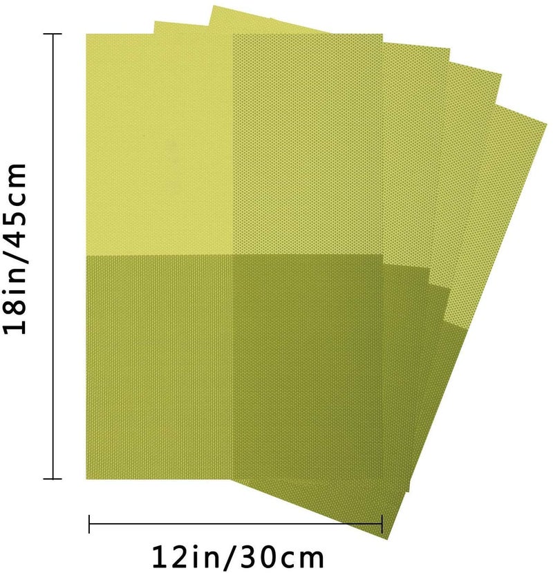 Rexmon Place mats Set of 6 NonSlip Washable PVC Heat Resistant Table Mats for Dining Table Green - Image 2