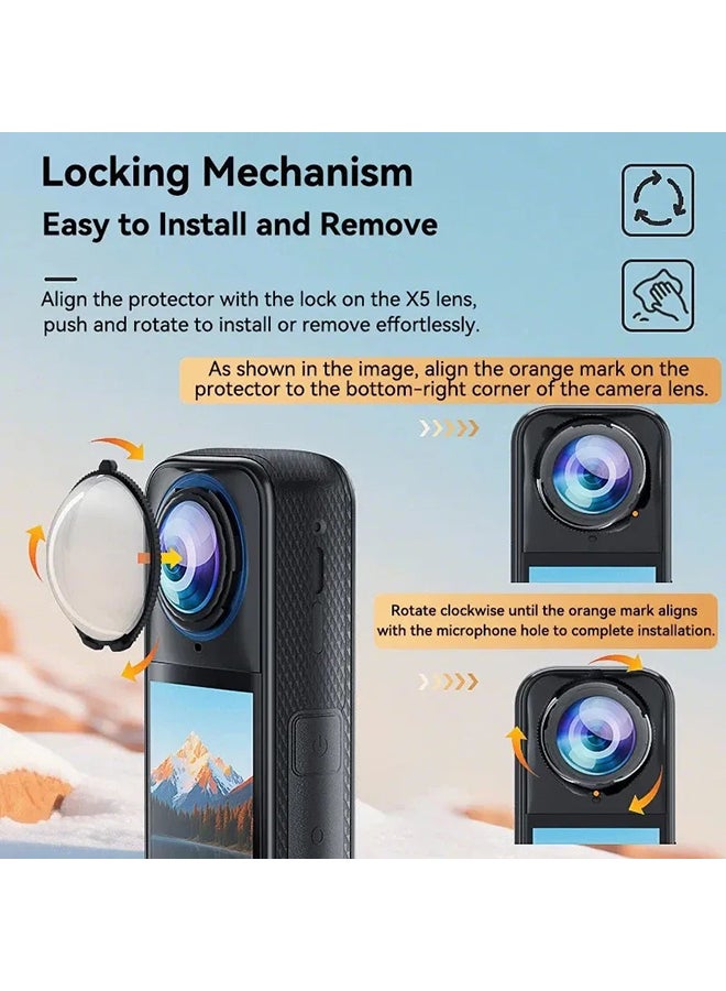 O Ozone Lens Guard for Insta360 X5 | Scratch-Resistant PC Lens Cover with Anti-Reflective Coating & Twist-On Design Camera Accessories- Clear - Image 3