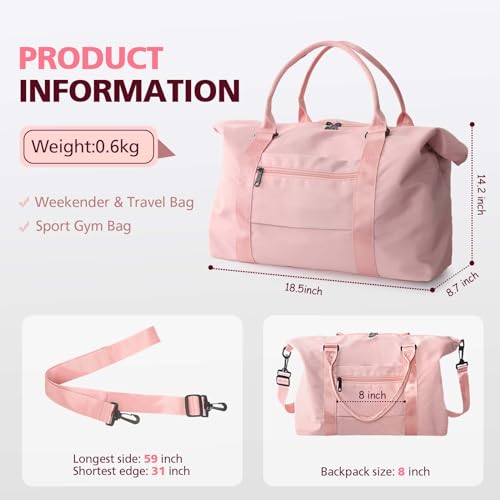 TOPBAG Travel Duffle Bag, Waterproof Weekender Bag Carry On Tote Bags for Women, Travel Essentials Sport Gym Bag for Men, Hospital Bag for Labor and Delivery, Overnight Bag Luggage Bag with Trolley Sleeve - Image 5