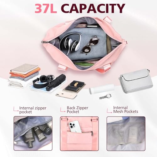 TOPBAG Travel Duffle Bag, Waterproof Weekender Bag Carry On Tote Bags for Women, Travel Essentials Sport Gym Bag for Men, Hospital Bag for Labor and Delivery, Overnight Bag Luggage Bag with Trolley Sleeve - Image 3