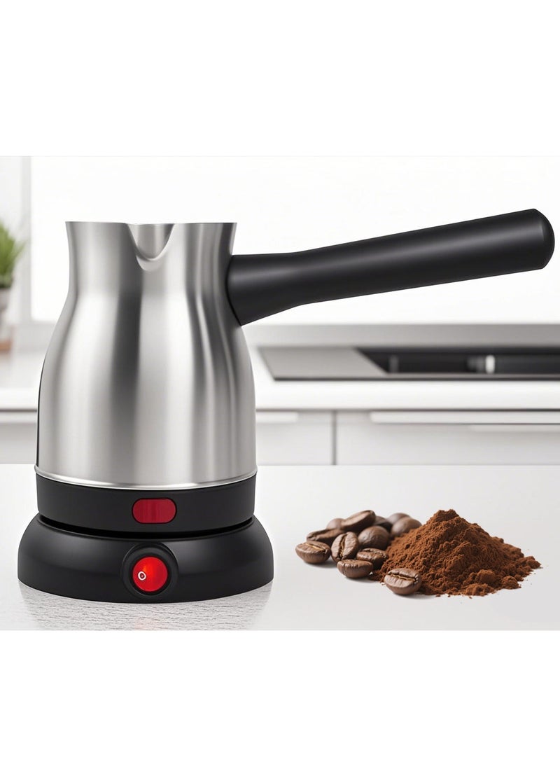 Electric Turkish Coffee Maker 0.3L Capacity, Stainless Steel | 360-Degree Rotation |Automatic Cut Off | Coffee Kettle for Home Office | 600W | TY-CKT204| Silver/Black  - Image 2