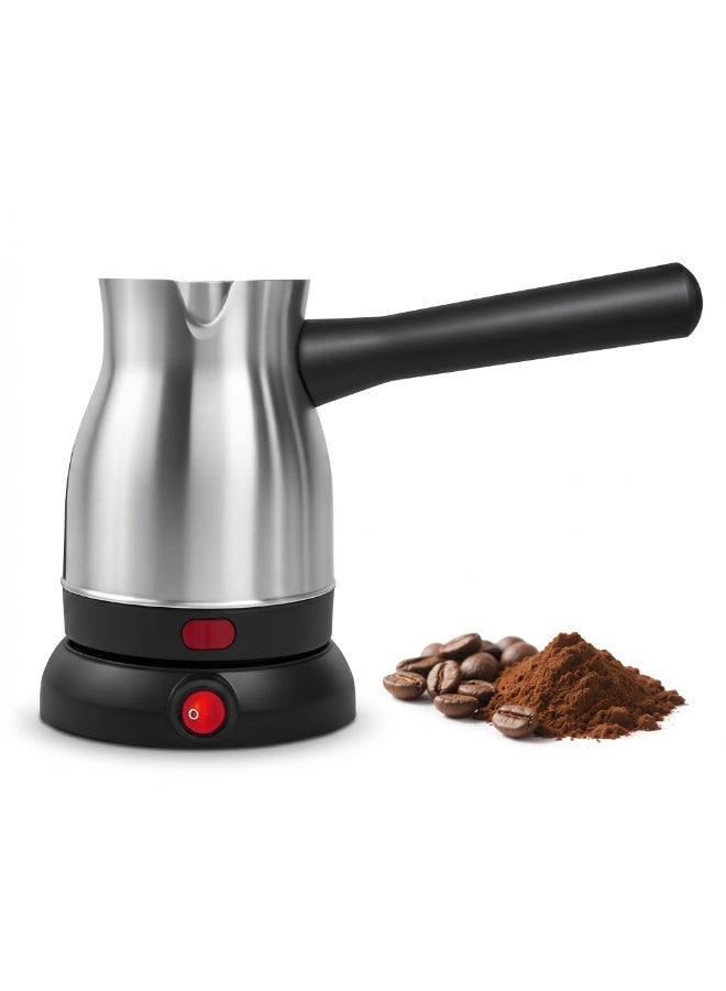 Electric Turkish Coffee Maker 0.3L Capacity, Stainless Steel | 360-Degree Rotation |Automatic Cut Off | Coffee Kettle for Home Office | 600W | TY-CKT204| Silver/Black