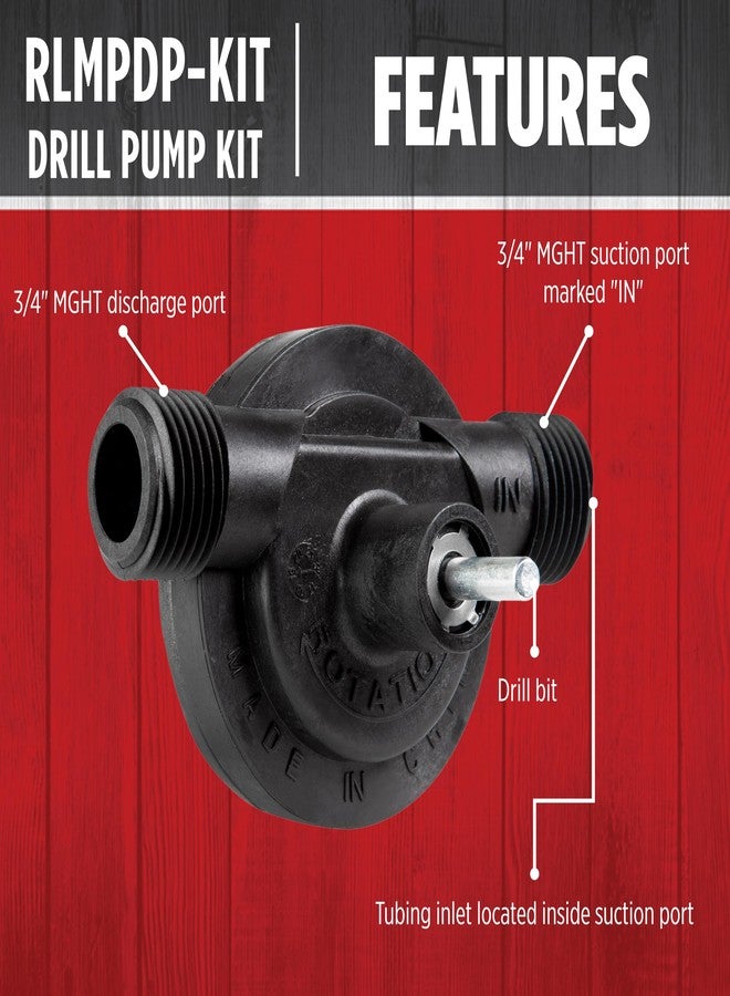 Red Lion RLMPDP-KIT, 154 GPH Drill Power Transfer Pump with 32-inch Length of Garden Hose, 1/4-inch O.D. Tubing, and Adapter, Black, 14942022 - Image 4