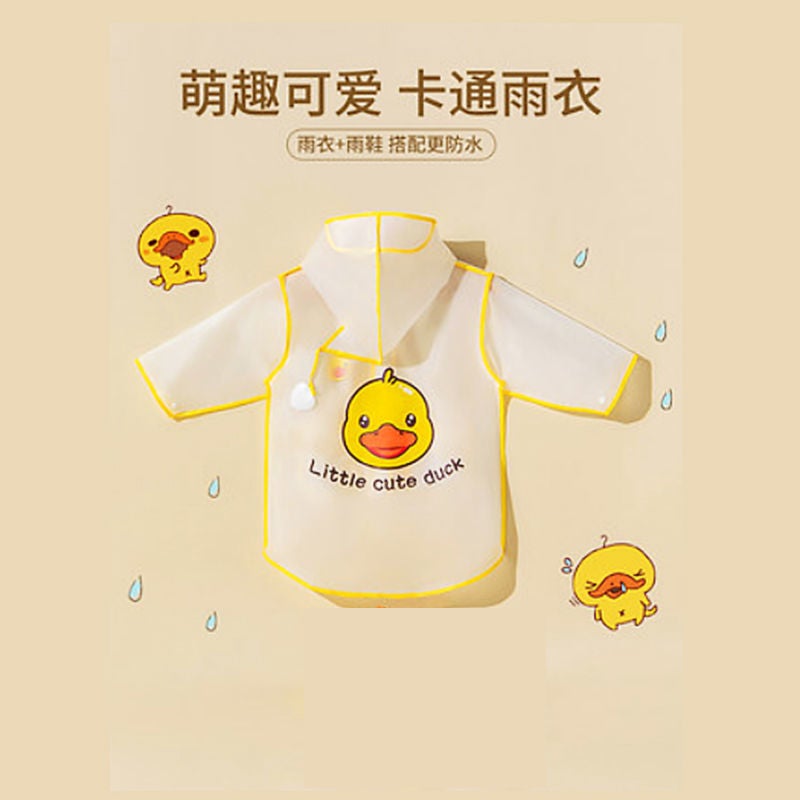 Children'S Raincoat Boys' Girl'S Kindergarten Waterproof Full Body Baby'S Rain Shoes Suit Cape Yellow Duck Poncho - Image 3