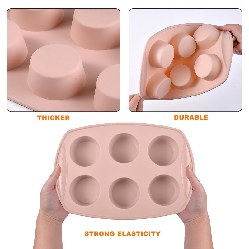 FunSiltasy Silicone Muffin Cup Mold High Temperature Baking Tool Nordic Wind Circle shaped Silicone Cake Mold - Nordic pink - Image 3