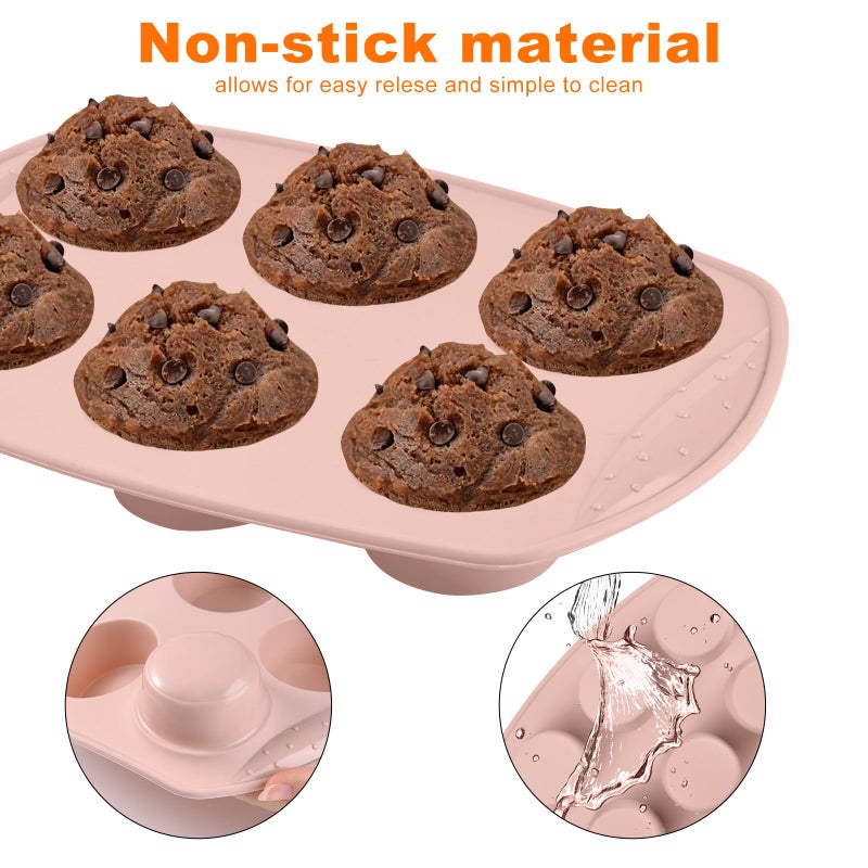 FunSiltasy Silicone Muffin Cup Mold High Temperature Baking Tool Nordic Wind Circle shaped Silicone Cake Mold - Nordic pink - Image 2