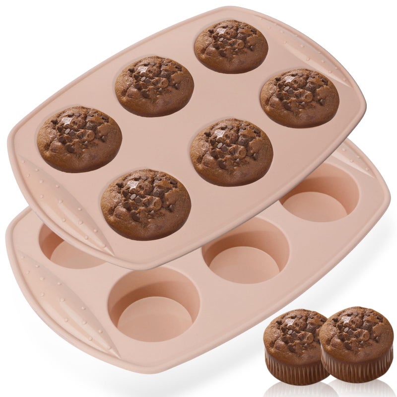 FunSiltasy Silicone Muffin Cup Mold High Temperature Baking Tool Nordic Wind Circle shaped Silicone Cake Mold - Nordic pink - Image 1