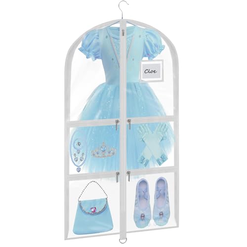 Wsaeig Garment Bags for Dance Costumes - 40 Inch Clear PVC with 5 Zipper Pockets (White) - Kids Dance Garment Bag for Dancers, Hanging Clothes Storage, Competitions & Travel - Image 1