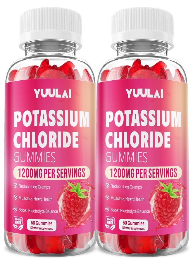 YUULAI Pack of 2 Potassium Gummies, Potassium Chloride Gummies 1200mg for Adults, Sugar-Free Potassium Supplement Support Leg Cramps & Electrolyte Balance, Raspberry Flavor, 120 Count - Image 1
