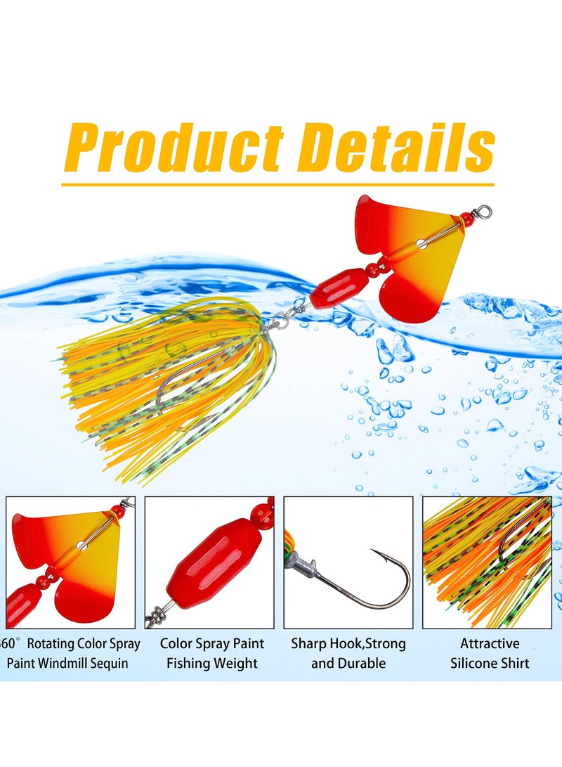 Zikra Bass Fishing Lures Kit, 6pcs Fishing Buzzbait, Lure Bass Spinner Baits Kit Buzzbait for Bass Fishing Multicolor Swimbait Topwater, Metal Spinnerbait Fishing Lure for Bass Pike Trout Fishing - Image 5
