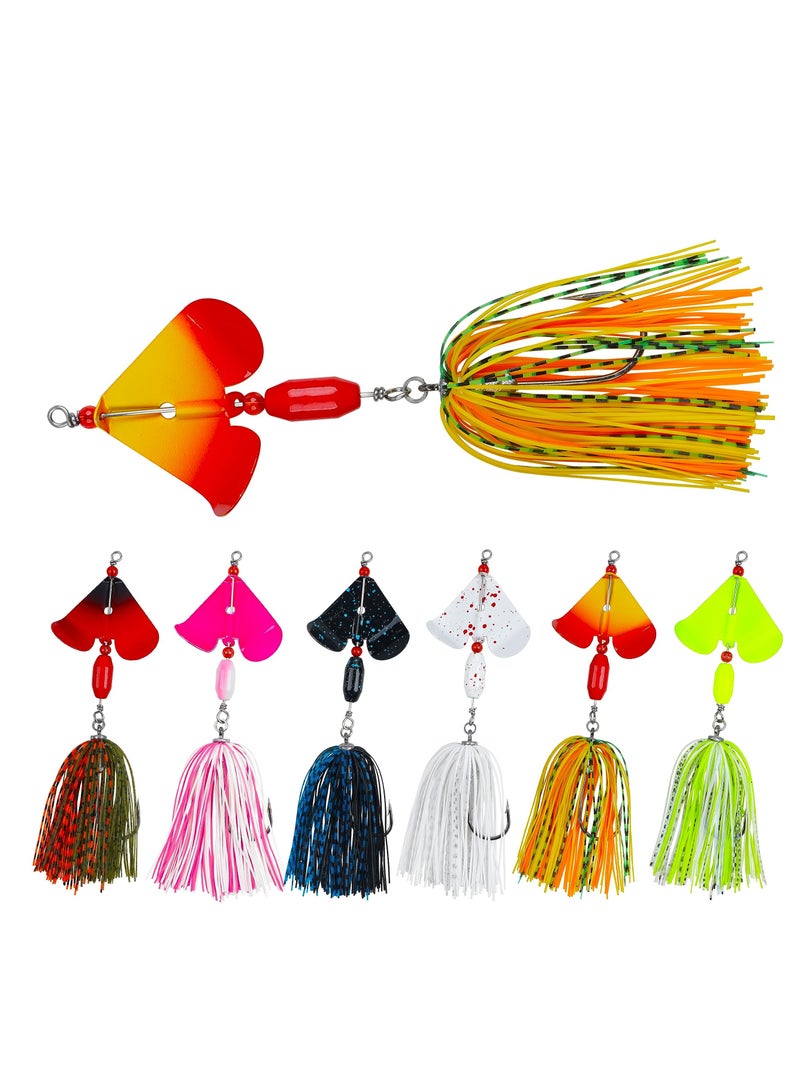 Zikra Bass Fishing Lures Kit, 6pcs Fishing Buzzbait, Lure Bass Spinner Baits Kit Buzzbait for Bass Fishing Multicolor Swimbait Topwater, Metal Spinnerbait Fishing Lure for Bass Pike Trout Fishing - Image 1