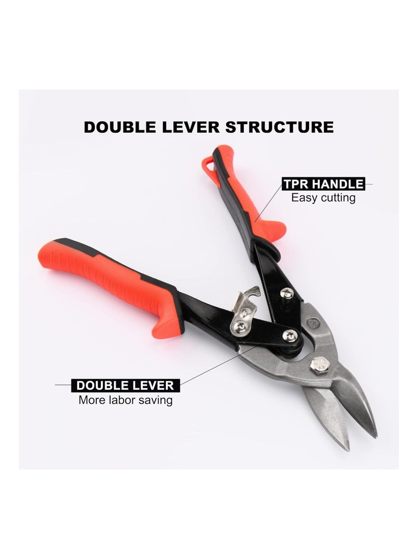 ABBASALI Aviation Snip - Straight Cut Tin Snips Cutting Metal Shears With Forged Tooth-ripple Blade Cutting Steel Tool For Steel Aluminum Leather Copper (Orange/red/yellow)  - Image 2