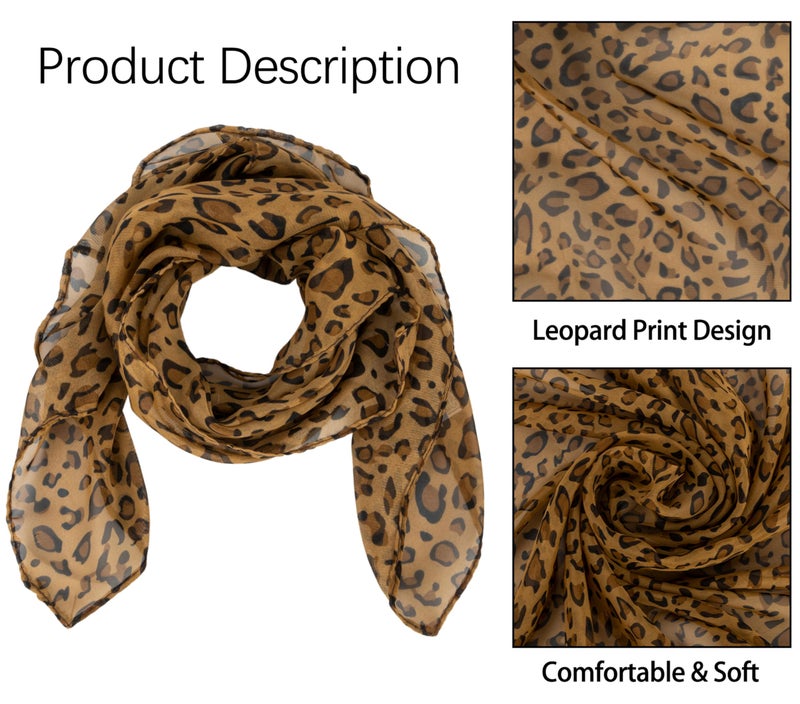 Mealah Lightweight Leopard Print Scarves for Women 27.5 Ã— 27.5 inches Square Elegant Wrap Neck Scarf-Fashion Feeling Head Scarf - Image 4