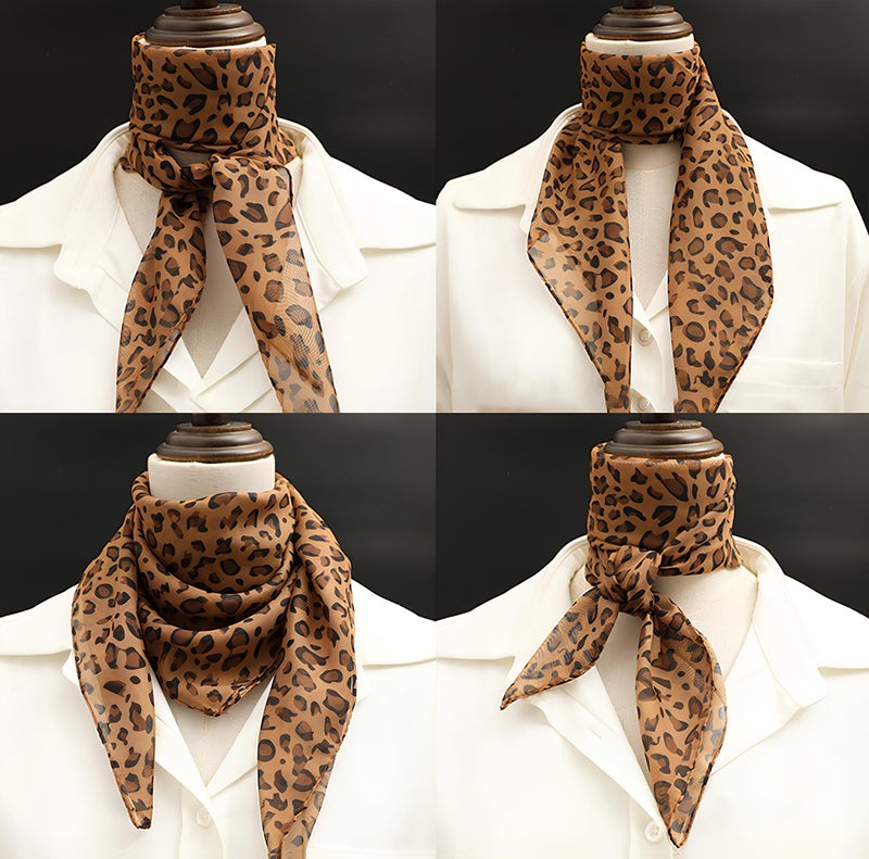 Mealah Lightweight Leopard Print Scarves for Women 27.5 Ã— 27.5 inches Square Elegant Wrap Neck Scarf-Fashion Feeling Head Scarf - Image 5