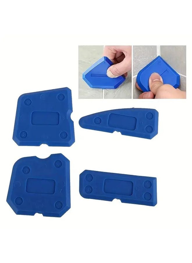 4pcs Blue Caulking Tool Kit Silicone Joint Sealant Spreader Spatula Scraper Edge Repair Tools - Image 1