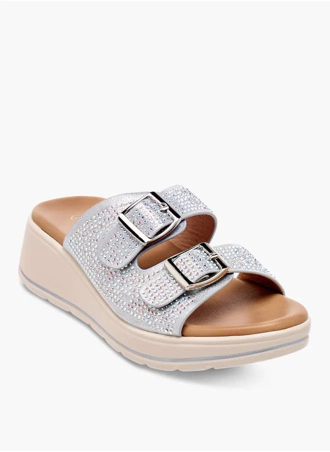 لو كونفورت Girls Studded Slip-On Sandals with Buckle Detail