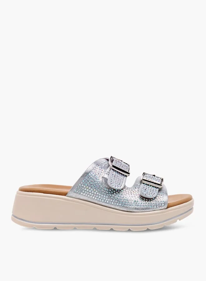 Le Confort Girls Studded Slip-On Sandals with Buckle Detail