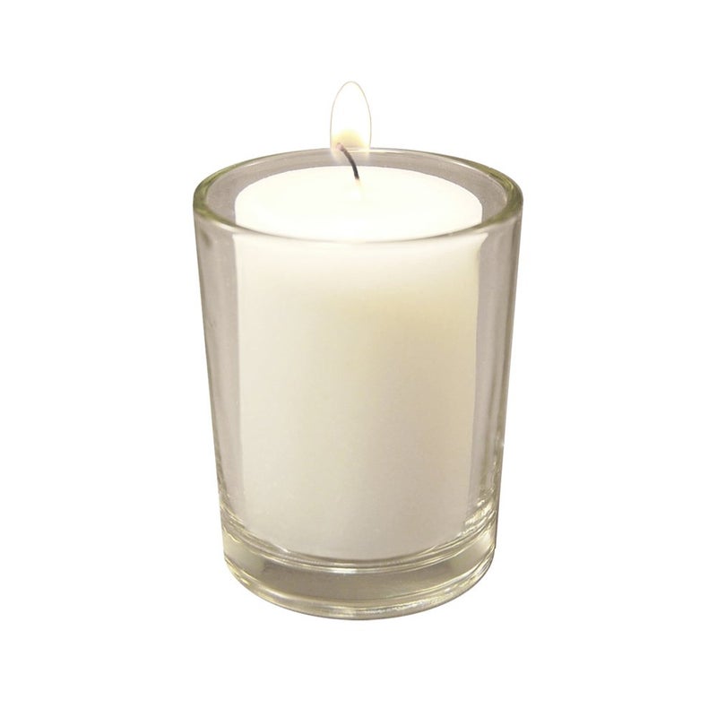 LumaBase Votive Candles in Clear Glass Holders Set of 12