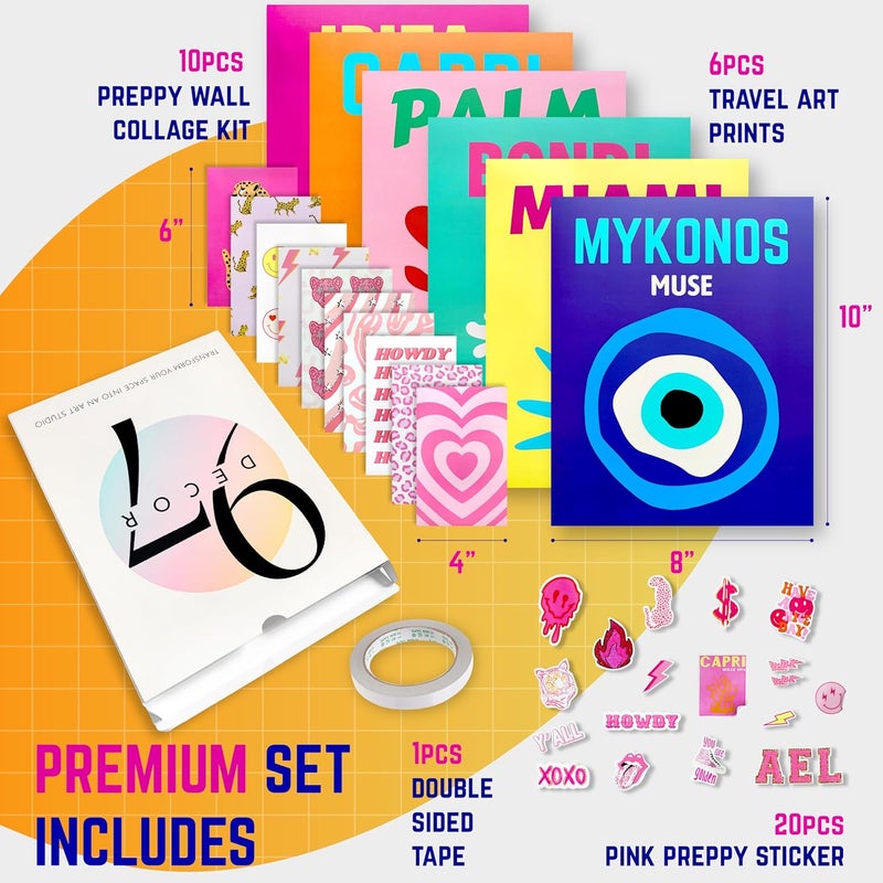 97 Decor Preppy Room Aesthetic - Wall Art, Posters, Maximalist Decor, Travel Prints, Trendy Summer Room Decor for Teen Girl Dorm Bedroom (8x10 Unframed) - Image 2