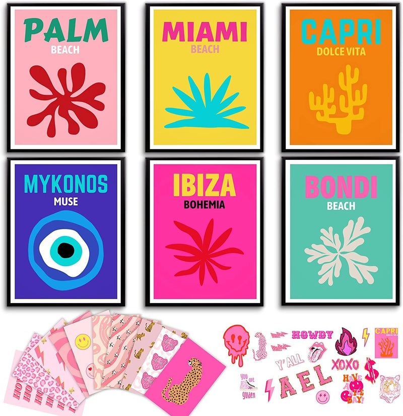 97 Decor Preppy Room Aesthetic - Wall Art, Posters, Maximalist Decor, Travel Prints, Trendy Summer Room Decor for Teen Girl Dorm Bedroom (8x10 Unframed) - Image 1