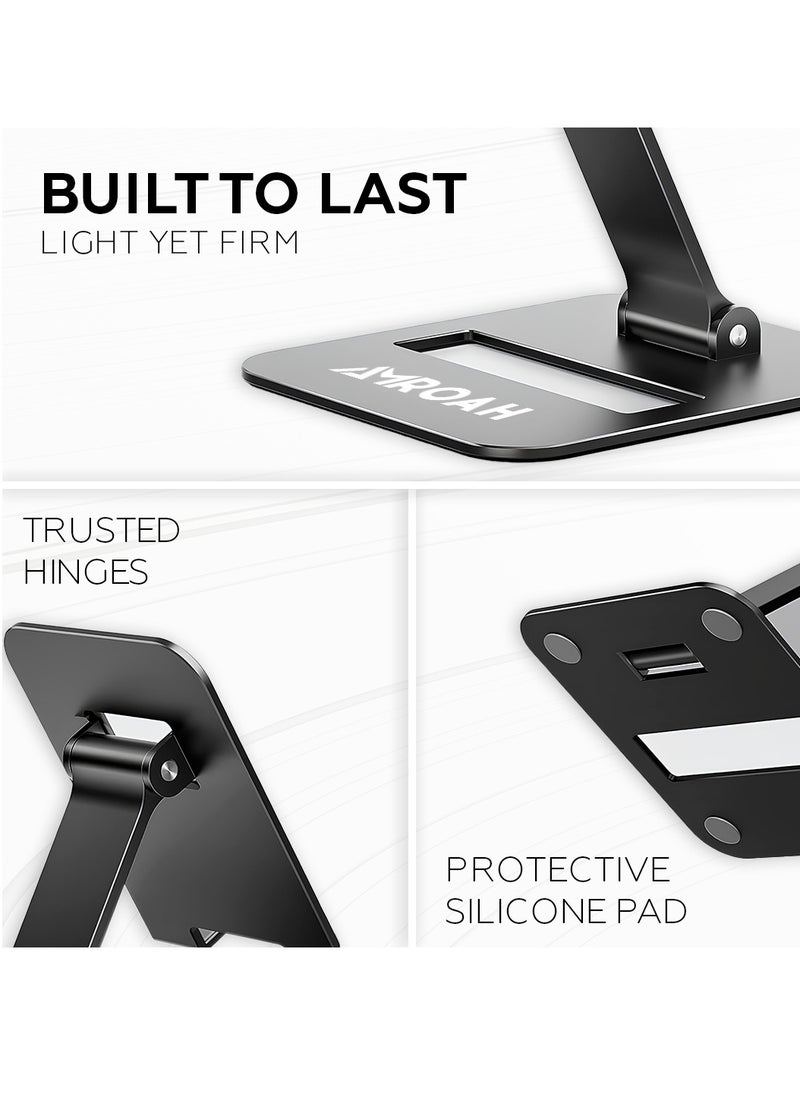 AMROAH Phone Stand for Cellphone Adjustable Phone Holder for Desk, Folding Office Mobile Holder Portable for Desktop Table Bed Compatible Smartphones Apple iPhone 16 15 14 13 12 Pro Max Plus Samsung Tables iPad  - Image 3