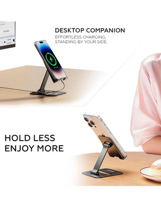 Phone Stand for Cellphone Adjustable Phone Holder for Desk, Folding Office Mobile Holder Portable for Desktop Table Bed Compatible Smartphones Apple iPhone 16 15 14 13 12 Pro Max Plus Samsung Tables iPad - view 5