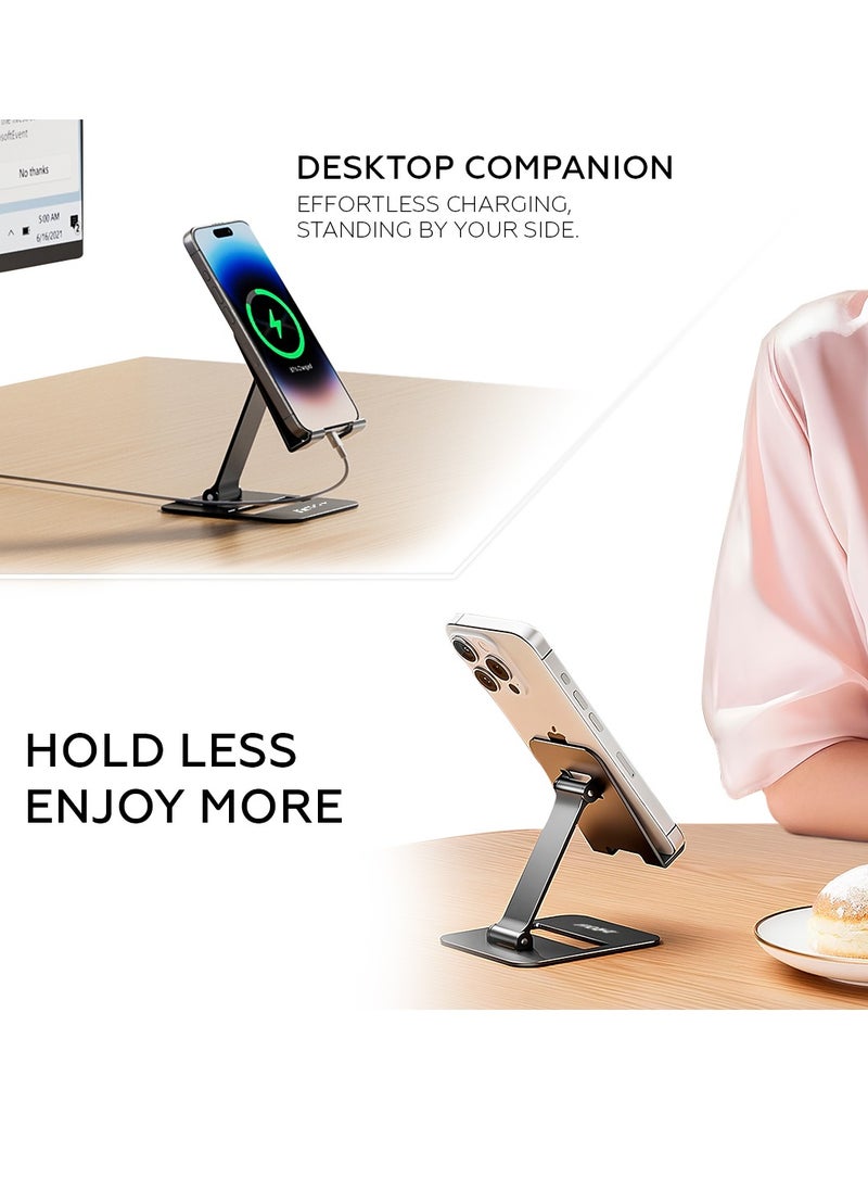 AMROAH Phone Stand for Cellphone Adjustable Phone Holder for Desk, Folding Office Mobile Holder Portable for Desktop Table Bed Compatible Smartphones Apple iPhone 16 15 14 13 12 Pro Max Plus Samsung Tables iPad  - Image 5