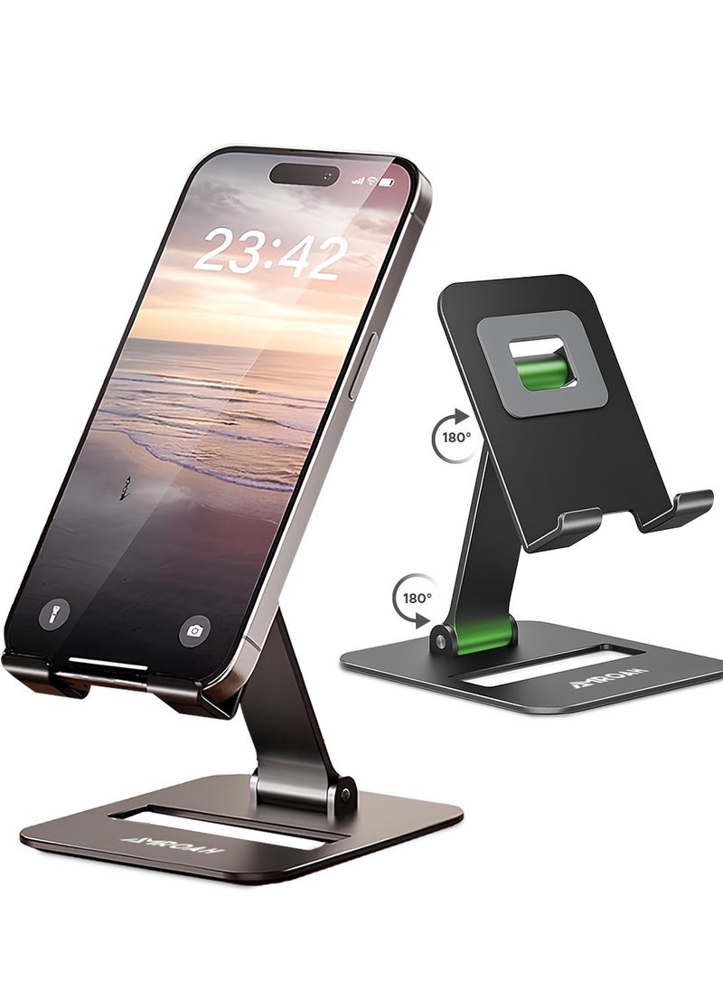AMROAH Phone Stand for Cellphone Adjustable Phone Holder for Desk, Folding Office Mobile Holder Portable for Desktop Table Bed Compatible Smartphones Apple iPhone 16 15 14 13 12 Pro Max Plus Samsung Tables iPad  - Image 1