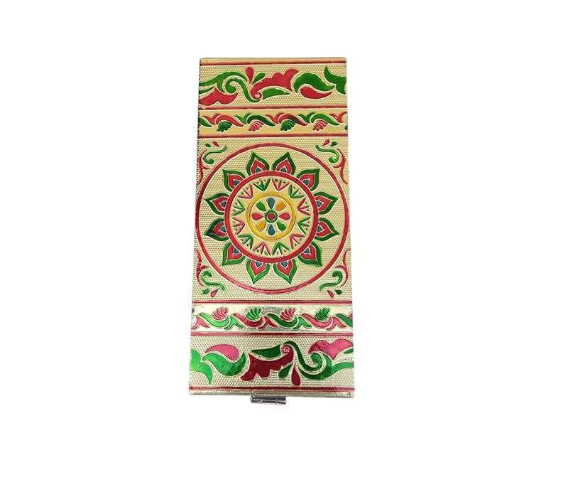 GvanyS Stainless Steel Storage Box For Jewellery Pooja peti Safe Locker Cash Box Size-10 Inch (L - 27.5 cm, W-11.5 cm, H - 8.5 cm) With Handicrafts Digital Minakari Laser Print Design - Image 2