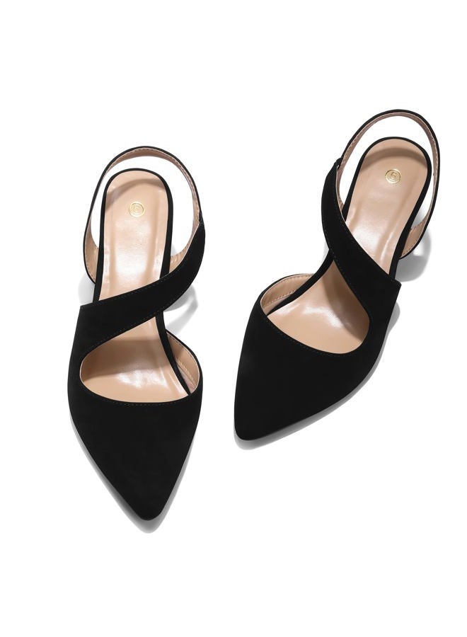 mysoft Women's Dress Shoes Low Heels 2 inch Kitten Pumps Slingback Wedding Party Medium/Wide Width Shoes, Black, 12 - Image 4
