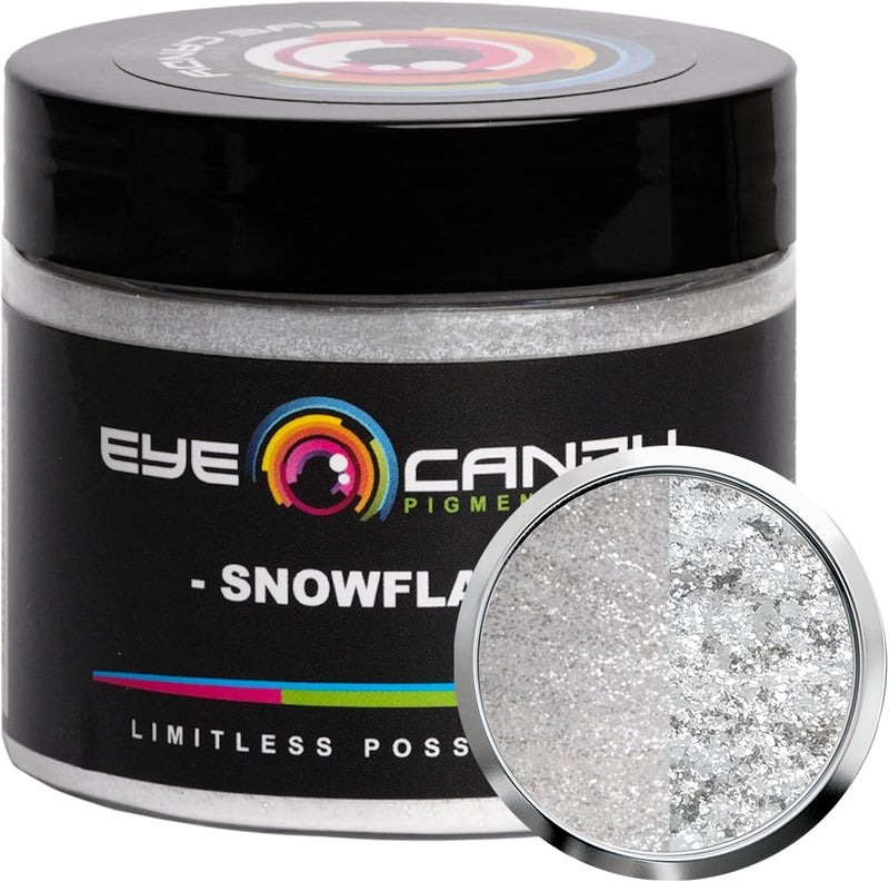 Eye Candy Pigments Premium White Mica Powder - Snowflake (50gr) - for Epoxy, Resin, Soap, Paint, Woodworking, Acrylic Pouring, Bath Bombs, Fishing Lures - DIY Arts and Crafts Additive - Image 1