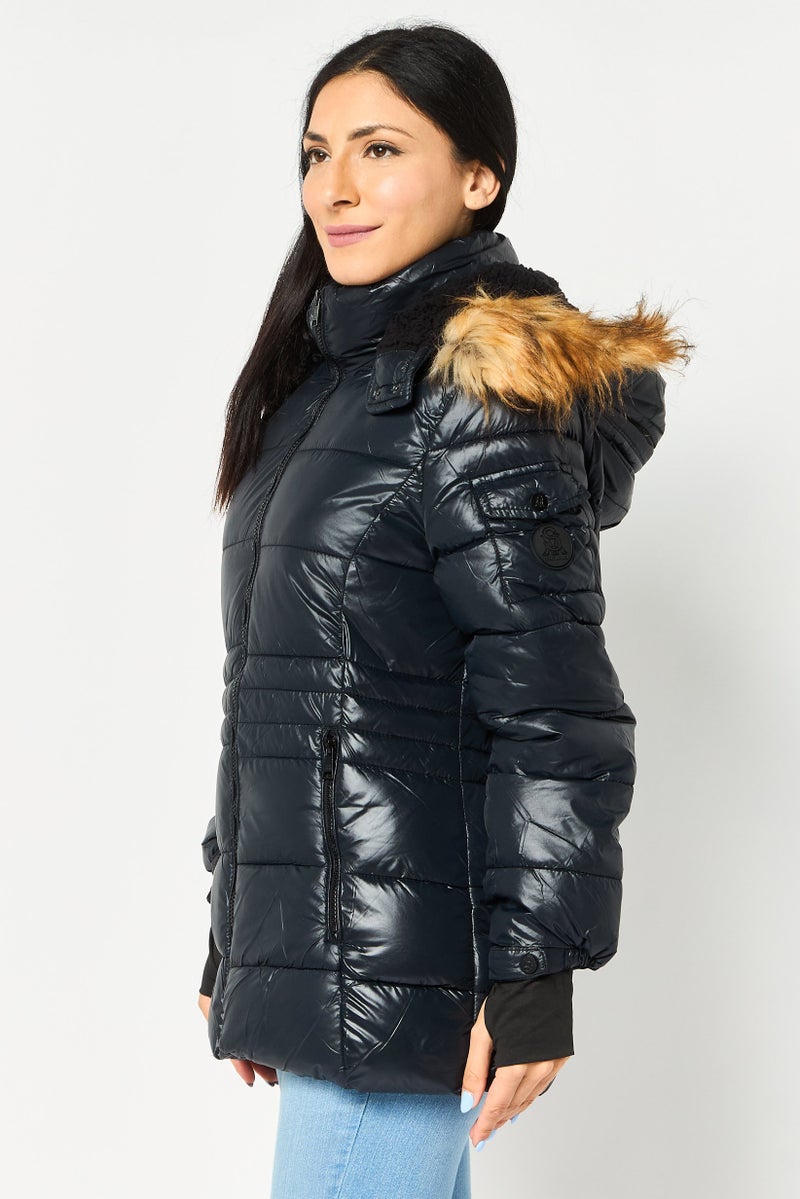 STEVE MADDEN Women Quilted Puffer Jacket, Black - Image 4
