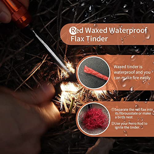 PSKOOK Survival Paracord Rope PSKOOK 100 Feet Fire Starter Parachute Cord 7-Strand Nylon with Red Tinder Cord PE Fishing Line Cotton Thread for Outdoor Lanyards, Bracelets, Handle Wraps (Black) - Image 3