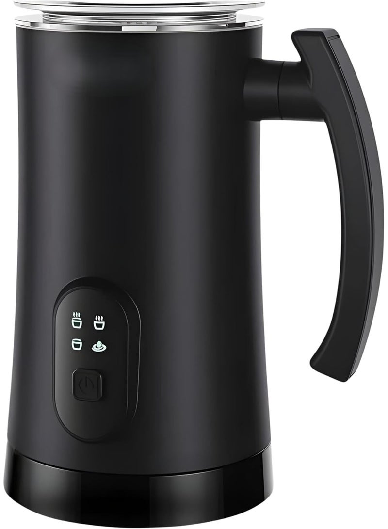 Milk Frother – 4-in-1 Electric Milk Heater, Steamer & Foamer for Perfect Lattes, Cappuccinos & Macchiatos, Fast Heating, Overheat Protection, Ideal for Home & Travel (Black)