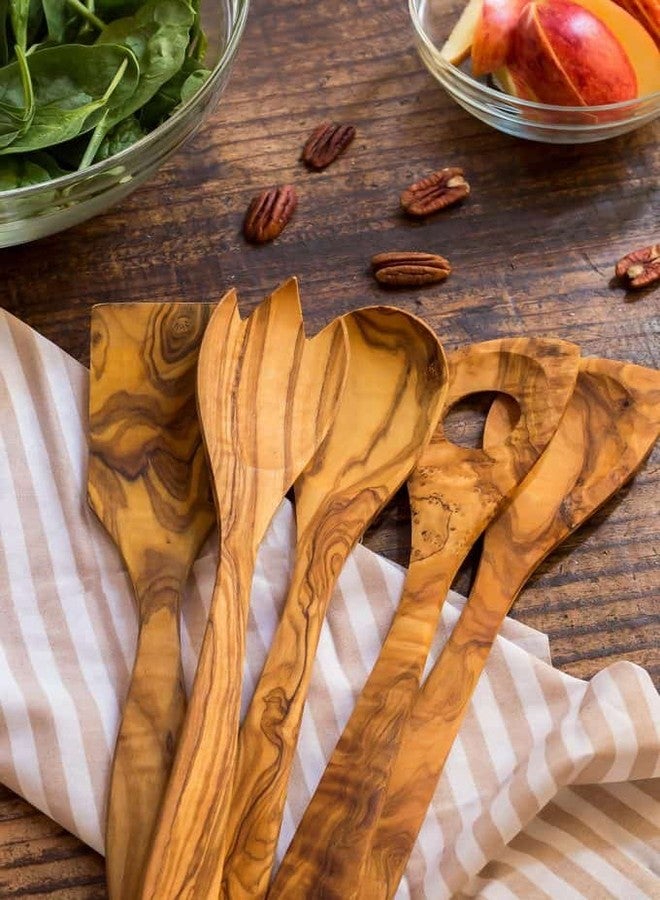 BeldiNest طقم أدوات مطبخ مصنوع يدويًا من خشب الزيتون من بيلدينست (خمس أدوات) - Image 2