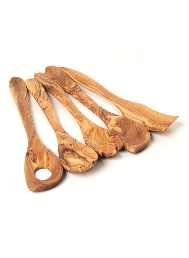 BeldiNest طقم أدوات مطبخ مصنوع يدويًا من خشب الزيتون من بيلدينست (خمس أدوات) - Image 1