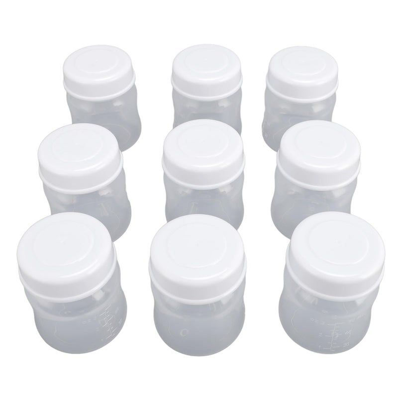 9Pcs 90ml Wide Neck Breastmilk Storage Bottles Reusable Leakproof Lids - Image 2