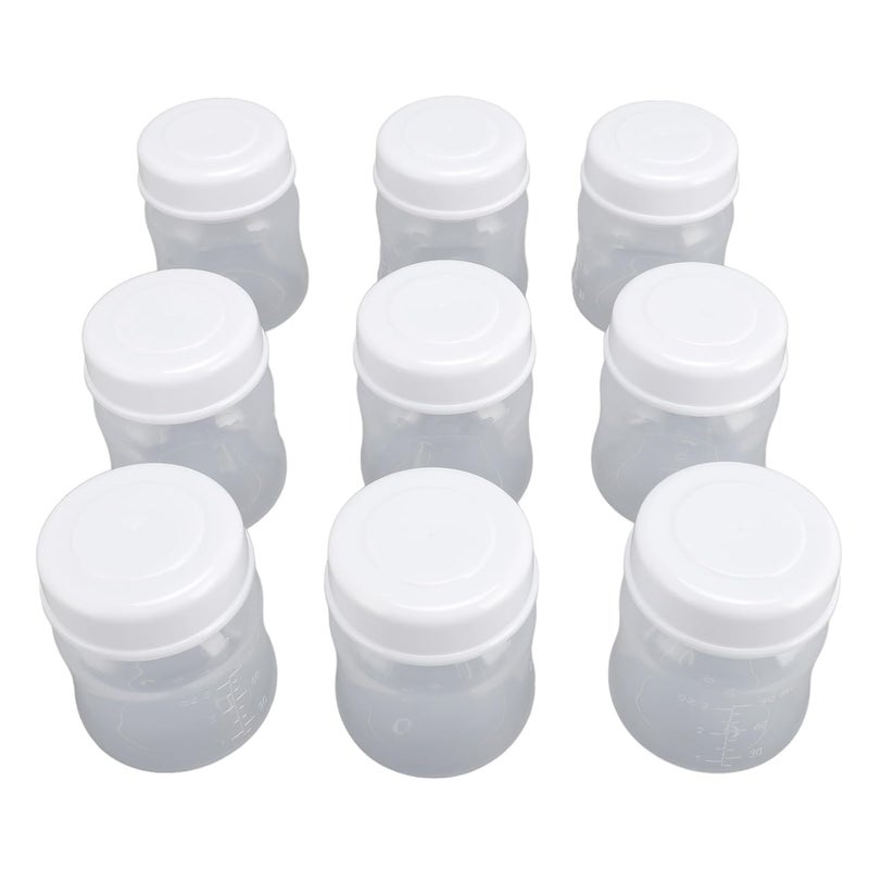 9Pcs 90ml Wide Neck Breastmilk Storage Bottles Reusable Leakproof Lids - Image 1