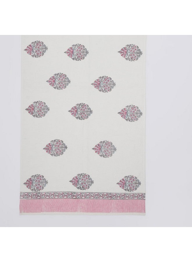 Peepul Tree Block Printed Hand & Bath Towels, Super Absorbent, Soft & Fast Drying, Floral 100% Cotton, 240 GSM (1 Bath Towel, Pink) - Image 3