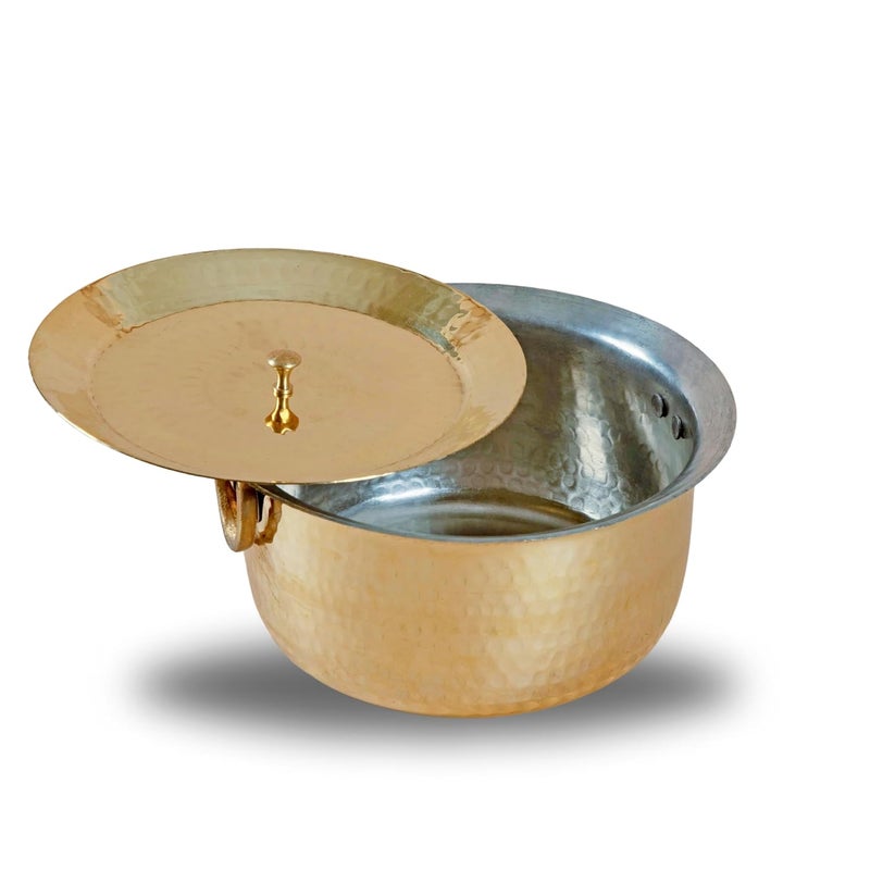 Kalasians Kalasians Brass Doodh Patila with Lid Handcrafted Brass Milk Boiler Superior Heat Distribution NonStick Elegant Design 12x12x6 Inch 5 Liters  - Image 2