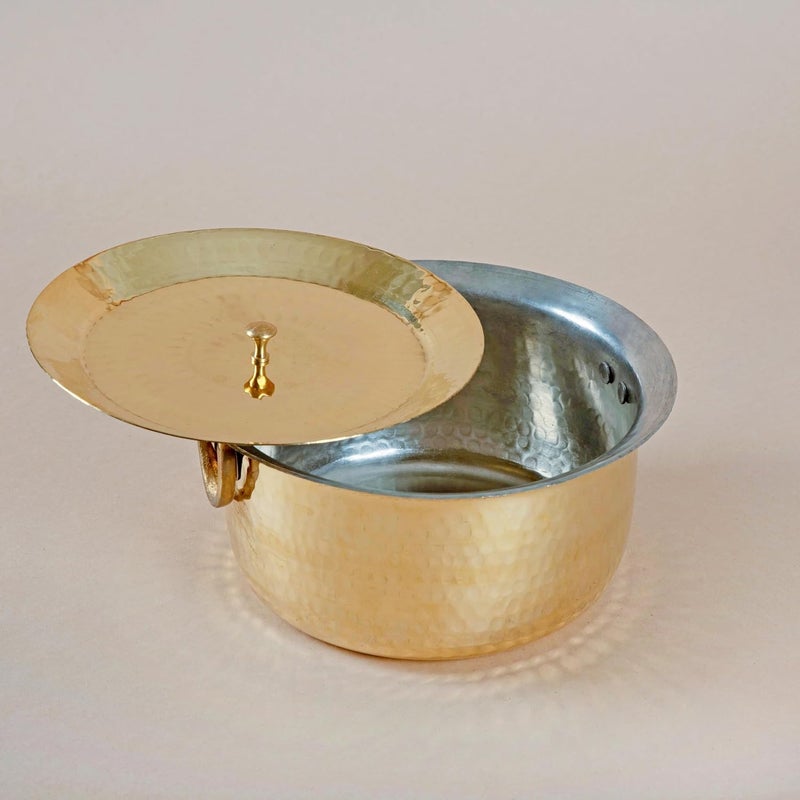 Kalasians Kalasians Brass Doodh Patila with Lid Handcrafted Brass Milk Boiler Superior Heat Distribution NonStick Elegant Design 12x12x6 Inch 5 Liters  - Image 1