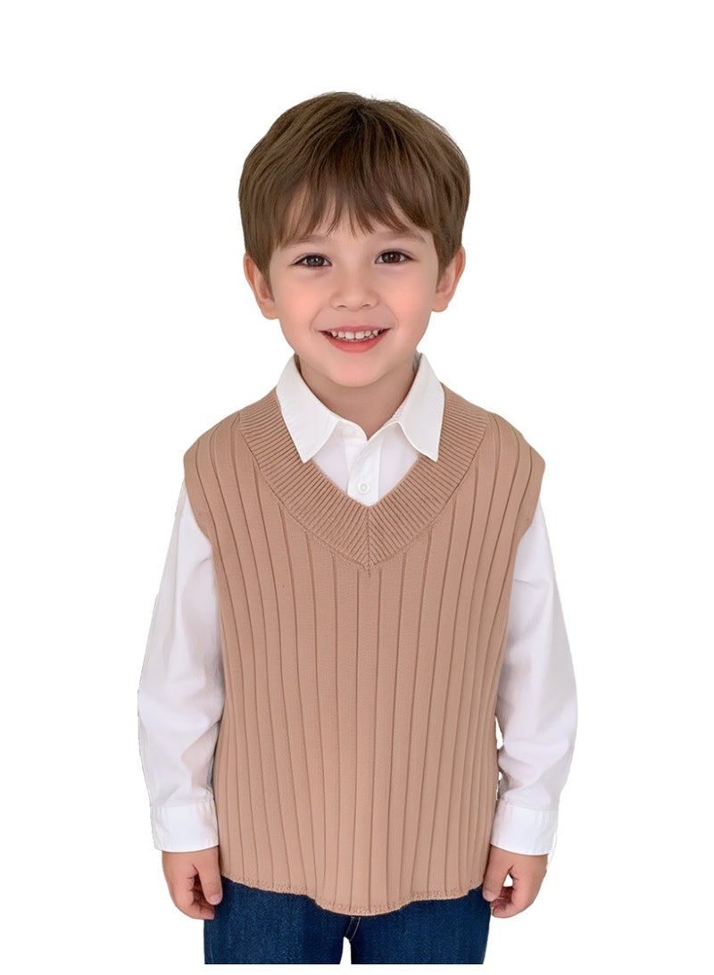 WiNi BEE Soft Stretchy Rib-Knit Vest for Toddler Boys Girls, Warm Sleeveless Upper Layer Top for T-Shirt Shirt, Playwear Schoolwear and Inside Coat - Image 1