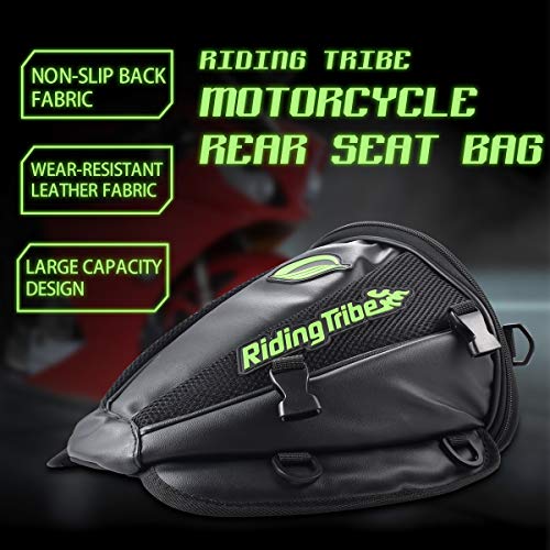 KATUR Motorcycle Backseat Tank Bag Multifunctional Waterproof PU Leather Storage Saddle Bag Motorbike Rear Seat Super Light Tail Accessories Bags -Black - Image 5