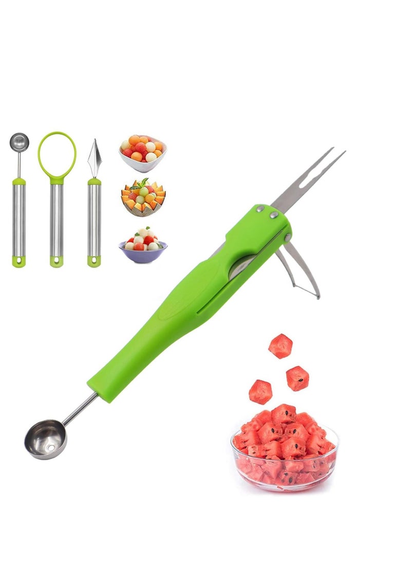 Excefore Watermelon Slicer Cutter with Melon Baller Scoop Set, Portable Stainless Steel Watermelon Cutter, Suitable for Home Party Kitchen Tools and Gadgets - Image 1