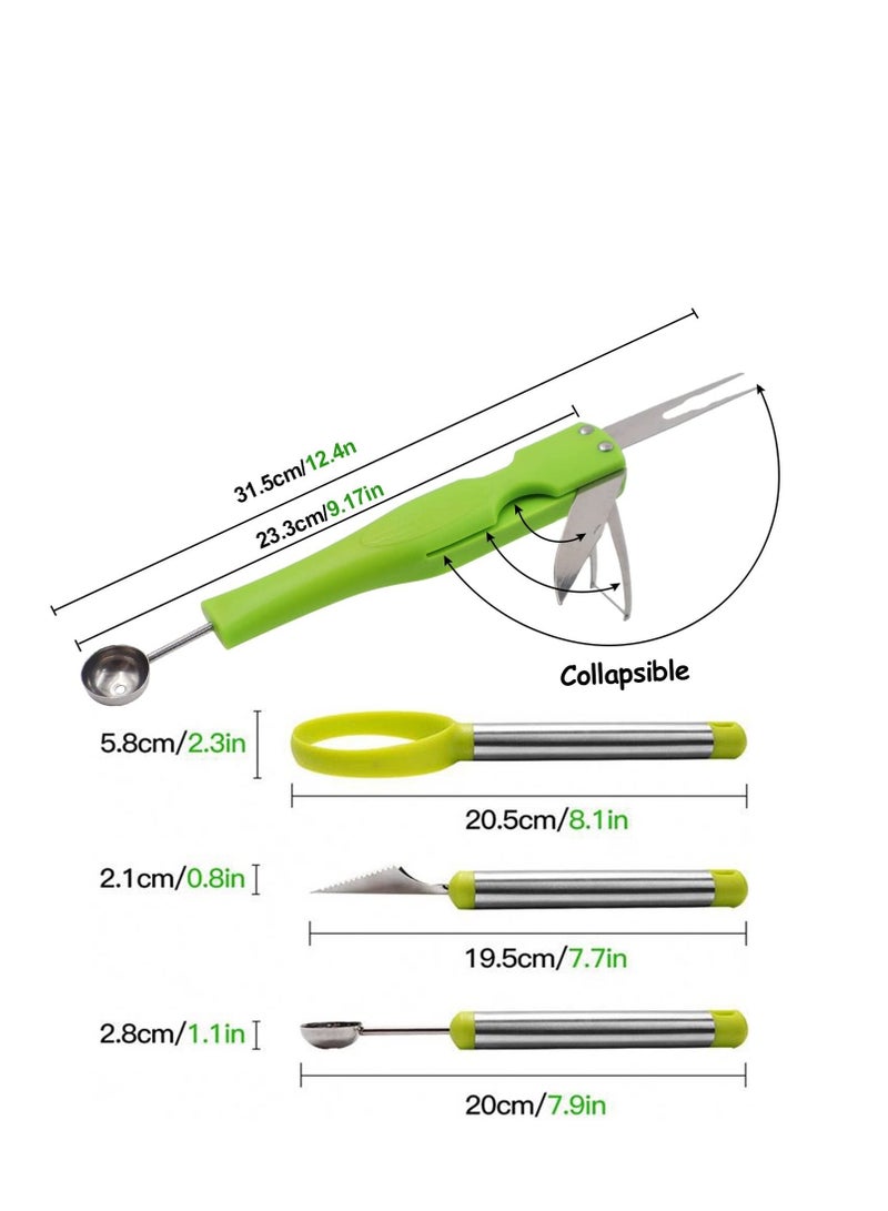 Excefore Watermelon Slicer Cutter with Melon Baller Scoop Set, Portable Stainless Steel Watermelon Cutter, Suitable for Home Party Kitchen Tools and Gadgets - Image 5