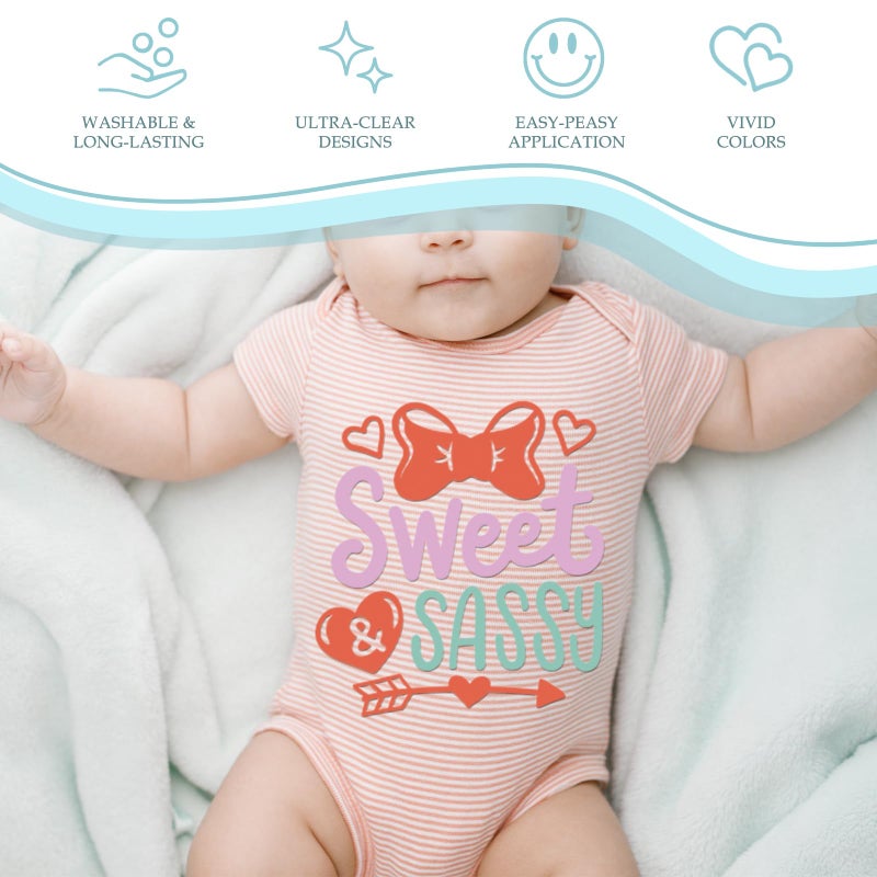 INCOK Funny Baby Quotes DTF Transfers Ready to Press - 30 Sheets Onesie Decorating Kit Baby Shower, Iron on Transfers for T Shirts Iron on Decals Patches for Bibs Bodysuit Pillow Cover DIY Gift - Image 3