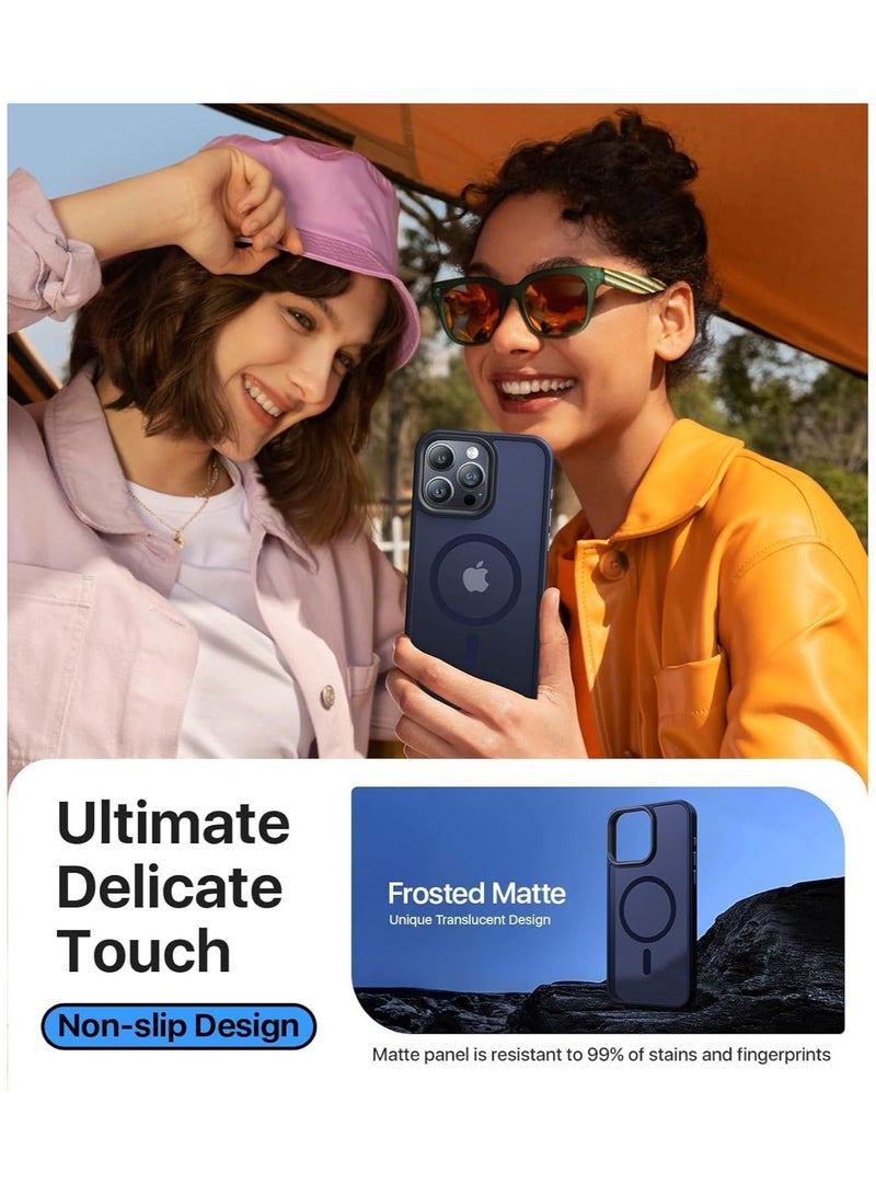 ACLIX Magsafe iPhone 16 Pro Max Case, High Grade Drop Shockproof Matte Translucent Hard Back Slim Case Cover, Black Magnetic Circle (Dark Blue) - Image 5