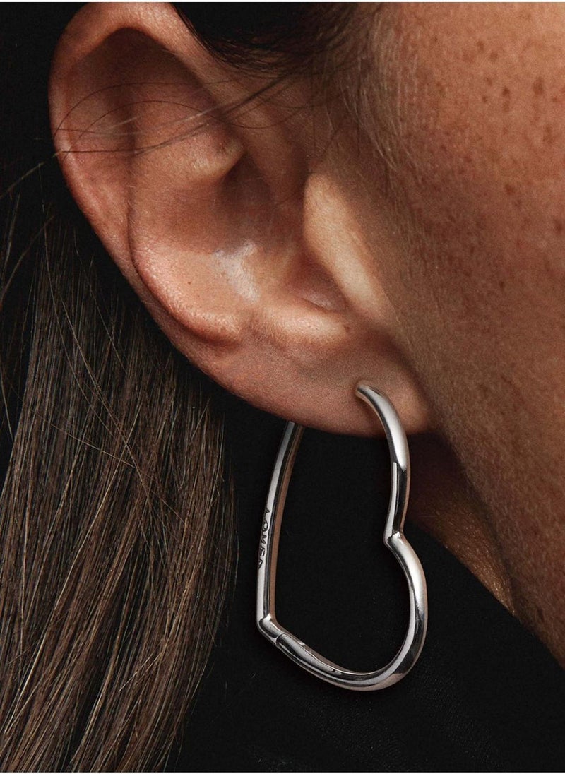 PANDORA Asymmetrical Heart Hoop Earrings - Image 3